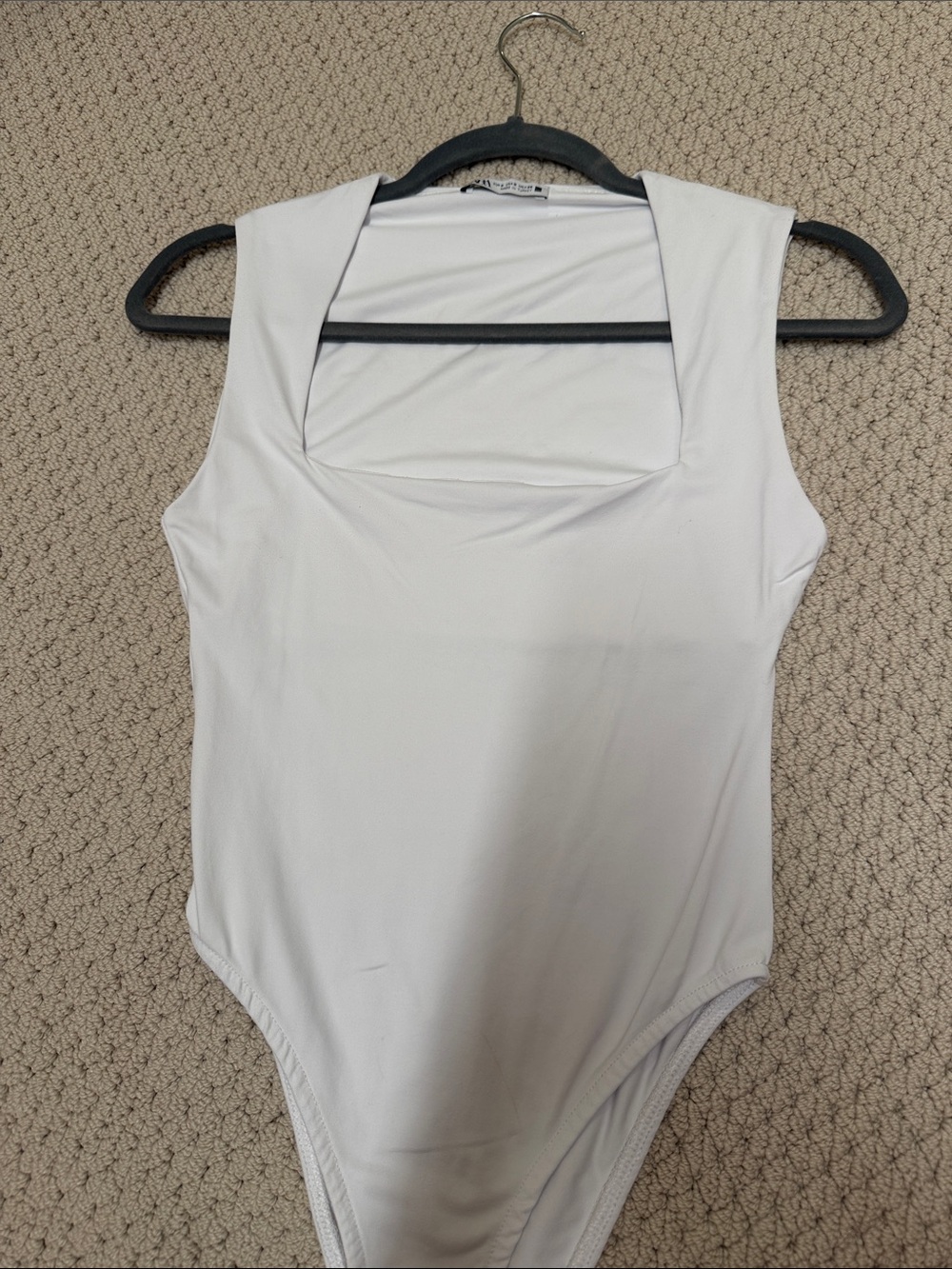 Zara - Women’s White Square Neck Sleeveless Bodysuit